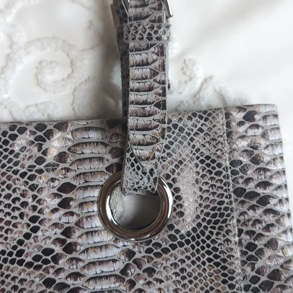 COFI Erin XL Tote Leather Embossed Python -Double Handles Adjustable NWOT